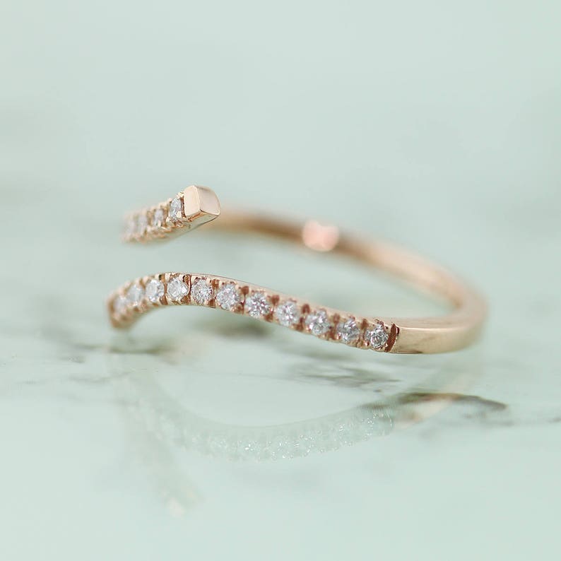 Unique Diamond Ring, Diamond Set Ring, Minimalist Ring, Delicate Ring, Art Deco, Antique, Vintage, Stacking Ring, Solid Gold Ring, Wedding