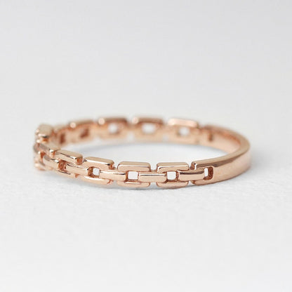 Diamond Ring, 14K Solid Gold Diamond Chain Shape Ring, Square Diamond Ring, Unique Ring, Minimalist Ring, Wedding Ring, Wedding Band