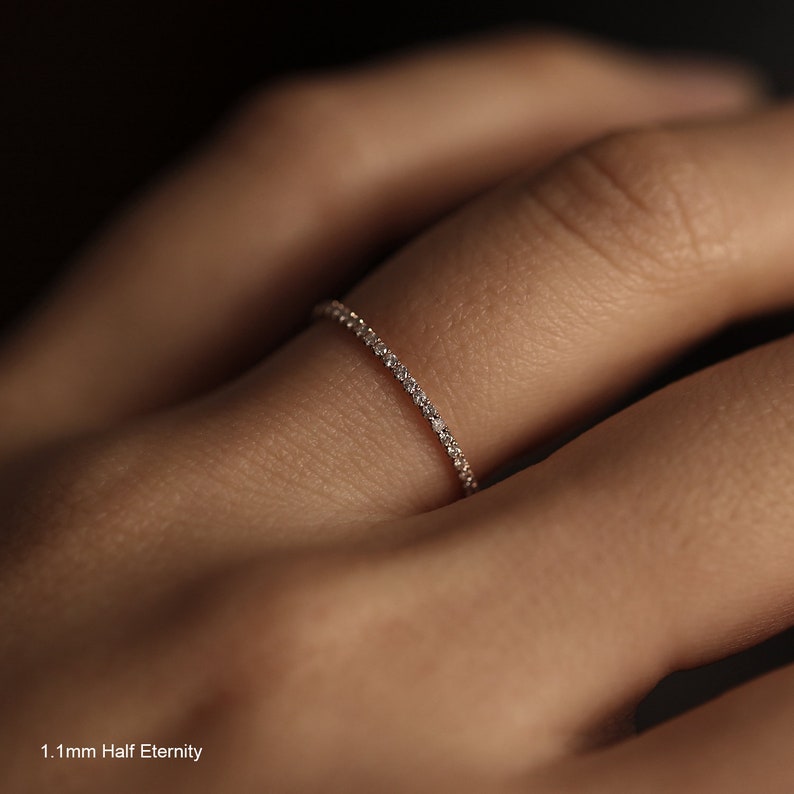 Diamond Eternity Band, Diamond Wedding Band, Half Eternity Diamond Ring, 14K Gold Minimalist Ring, Diamond Engagement Ring, Anniversary Gift