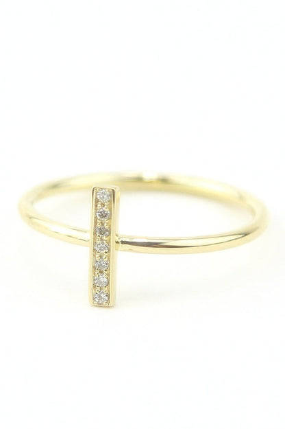 Bar Style Diamond Ring 14K Solid Gold Diamond Set Ring Diamond Engagement Ring