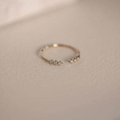 14K Solid Gold Open Diamond Wedding Ring, Wedding Band Guard Ring, Minimalist Stacking Ring, Unique Diamond Wedding Band, Diamond Cuff Ring