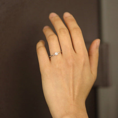 Engagement Ring, Moissanite Engagement Ring, .24 Carat 4.0mm Round Brilliant Cut Moissanite Engagement Ring, Engagement Ring with Moissanite