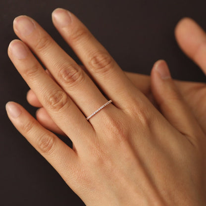 Diamond Eternity Ring, Diamond Wedding Band, Full Eternity Diamond Ring, 14K Gold Diamond Minimalist Ring, Engagement Ring, Anniversary Gift