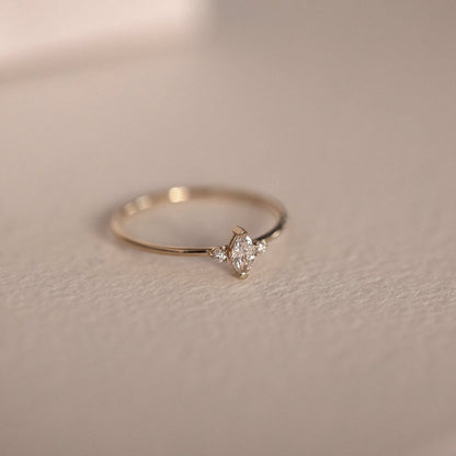 Marquise Dainty Diamond Wedding Ring, Unique Diamond Wedding Band, Wedding Engagement Ring, Minimalist Diamond Ring, Diamond Engagement Ring