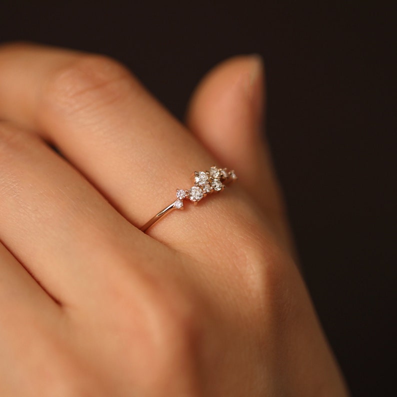 Diamonds Cluster Ring, Cluster Diamond Ring, Natural Diamond Wedding Ring, 14K Diamond Ring, Diamond Engagement Ring, Diamond Wedding Band