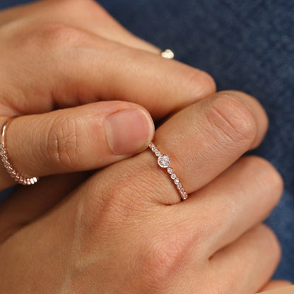 Diamond Band Ring, Bezel Diamond Ring, Half Eternity Diamonds Ring, Engagement Ring, Wedding Ring, Anniversary Gift, Minimalist Ring