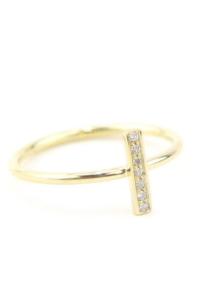 Bar Style Diamond Ring 14K Solid Gold Diamond Set Ring Diamond Engagement Ring